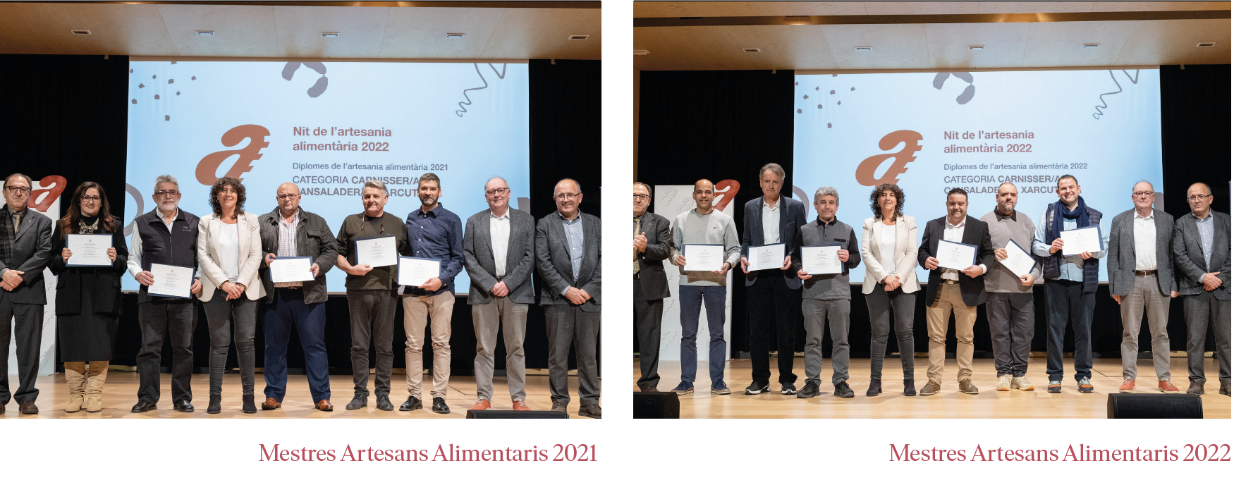 Lliurats els Diplomes de Mestre Artesà 2021 i 2022 a onze agremiats carnissers-xarcuters